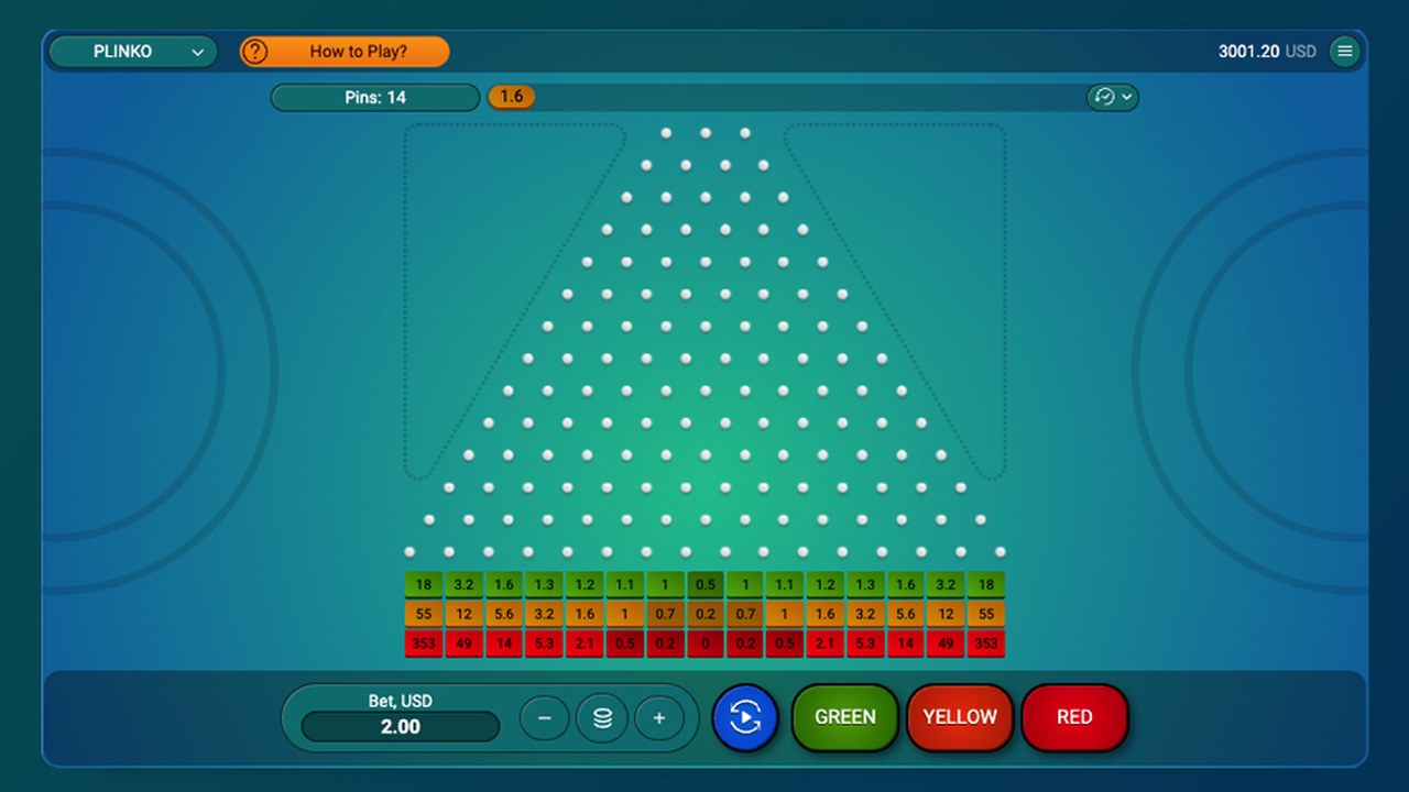 Tela do Plinko: a pirâmide de pinos e as casas de multiplicador na base